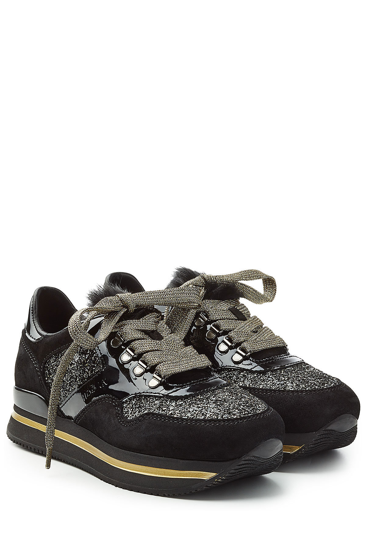 Hogan - Platform Sneakers with Suede and Glitter
