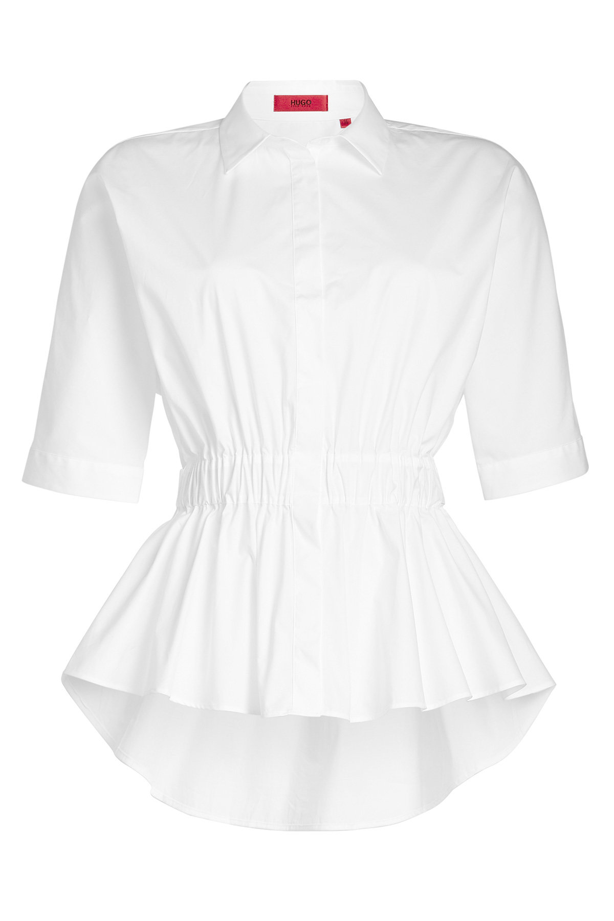 Hugo - Stretch Cotton Shirt with Gathered Waist