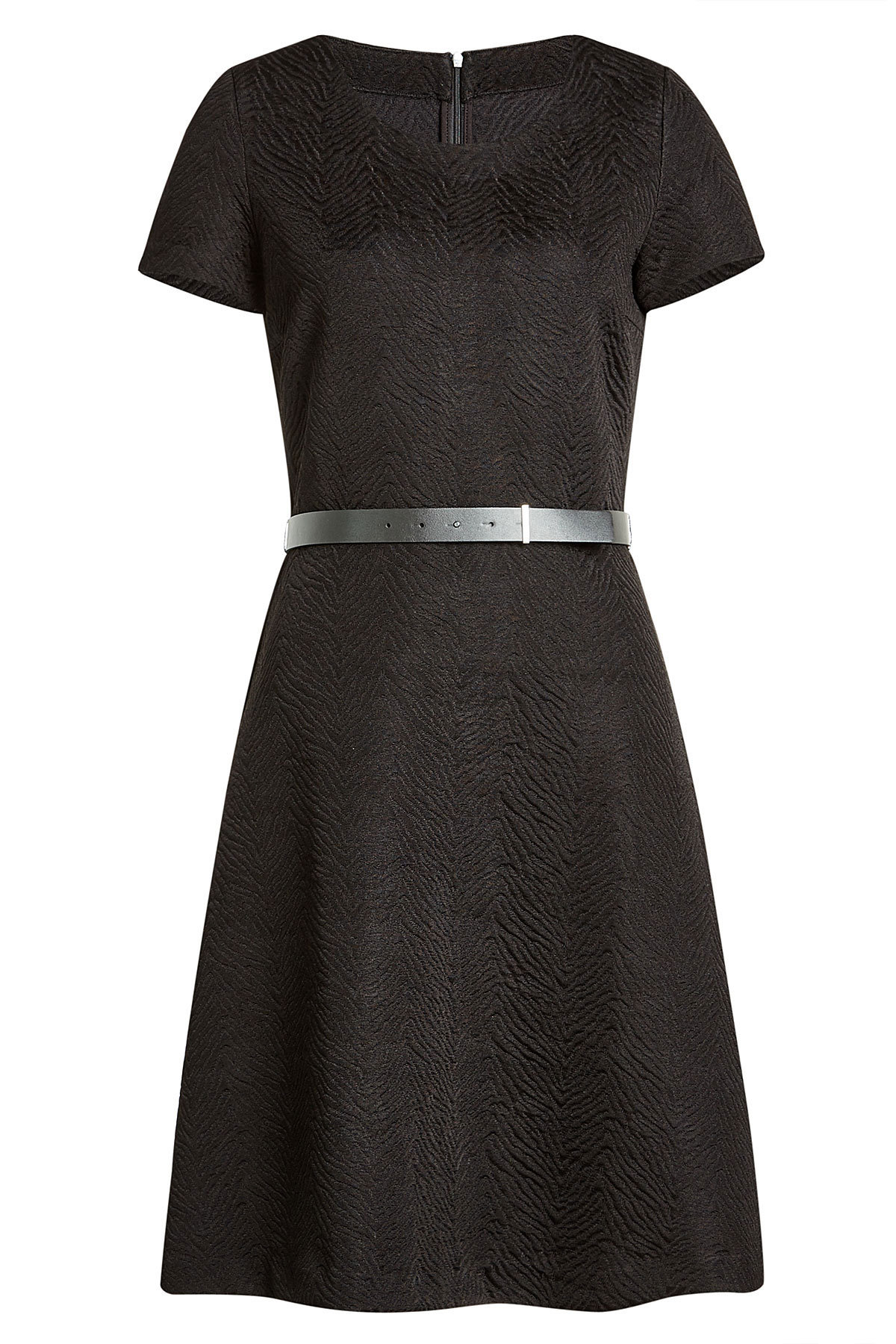 Hugo - Textured Dress with Leather Belt
