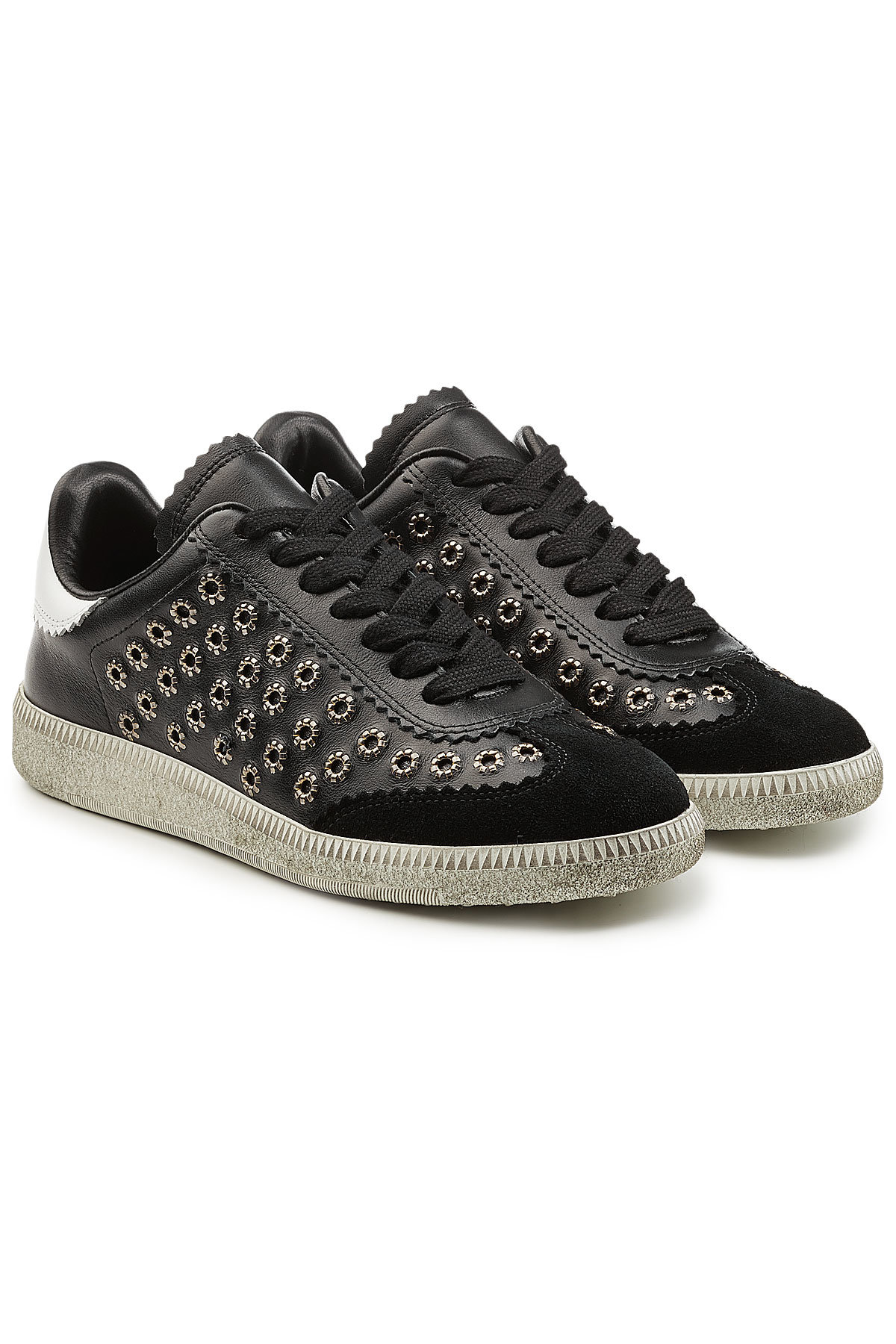 Isabel Marant - Bryce Embellished Leather and Suede Sneakers