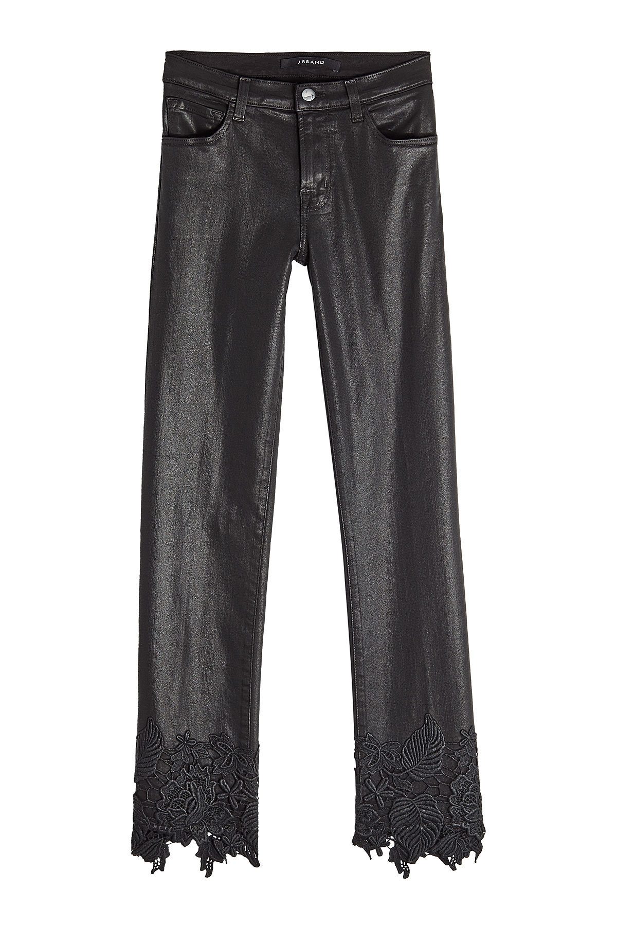 J Brand - Mid-Rise Coated Jeans with Lace