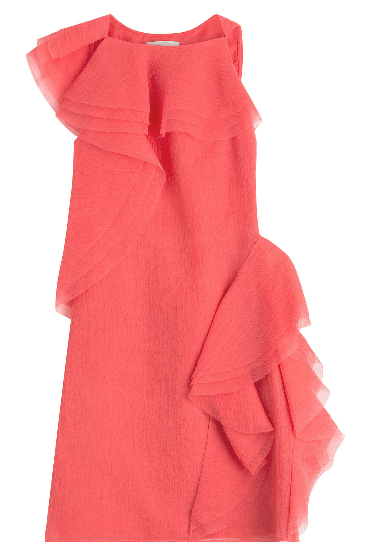 Jason Wu - Crepe Organza Sleeveless Dress with Asymmetrical Ruffles