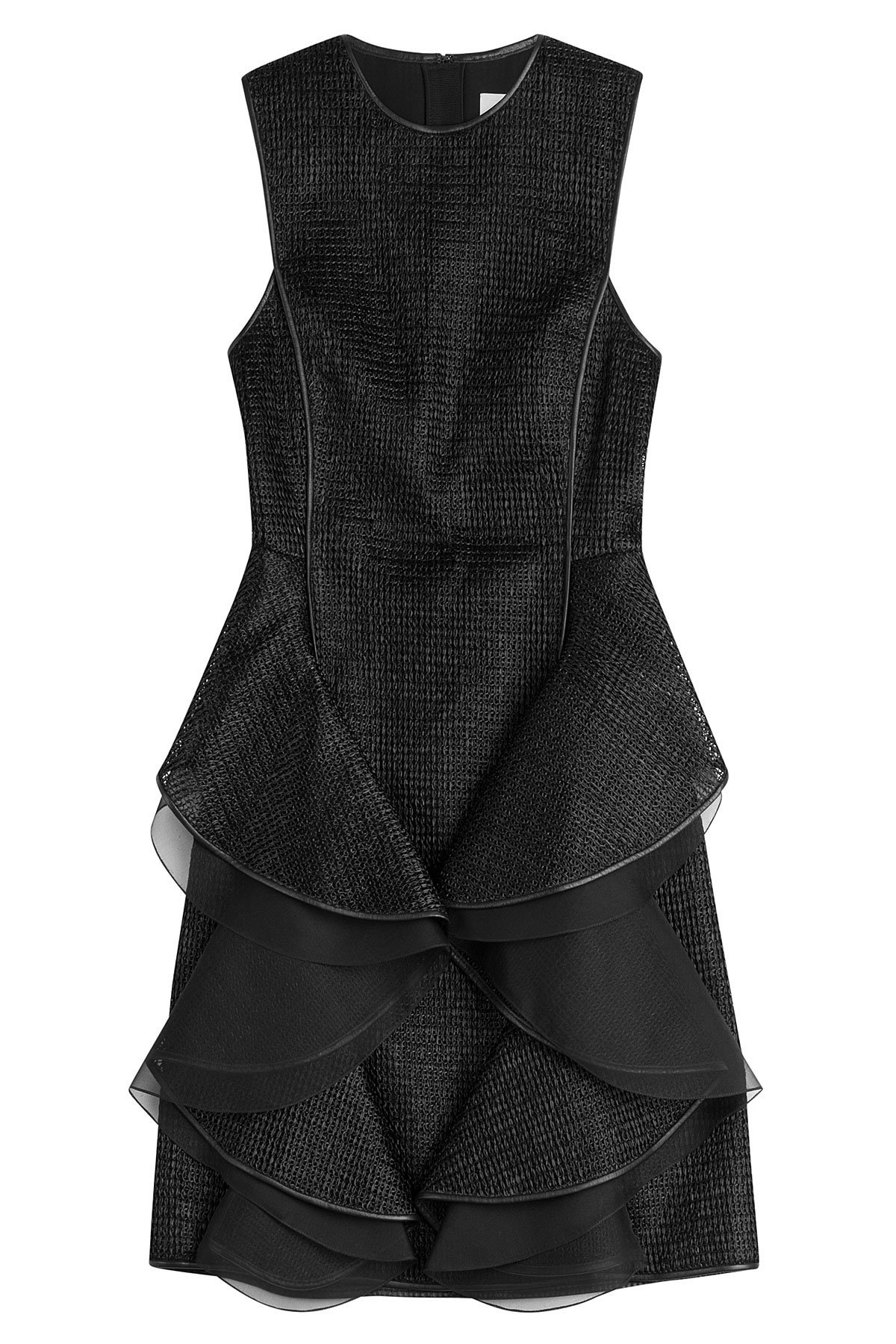 Jason Wu - Woven Raffia Sheath Dress with Leather Trim