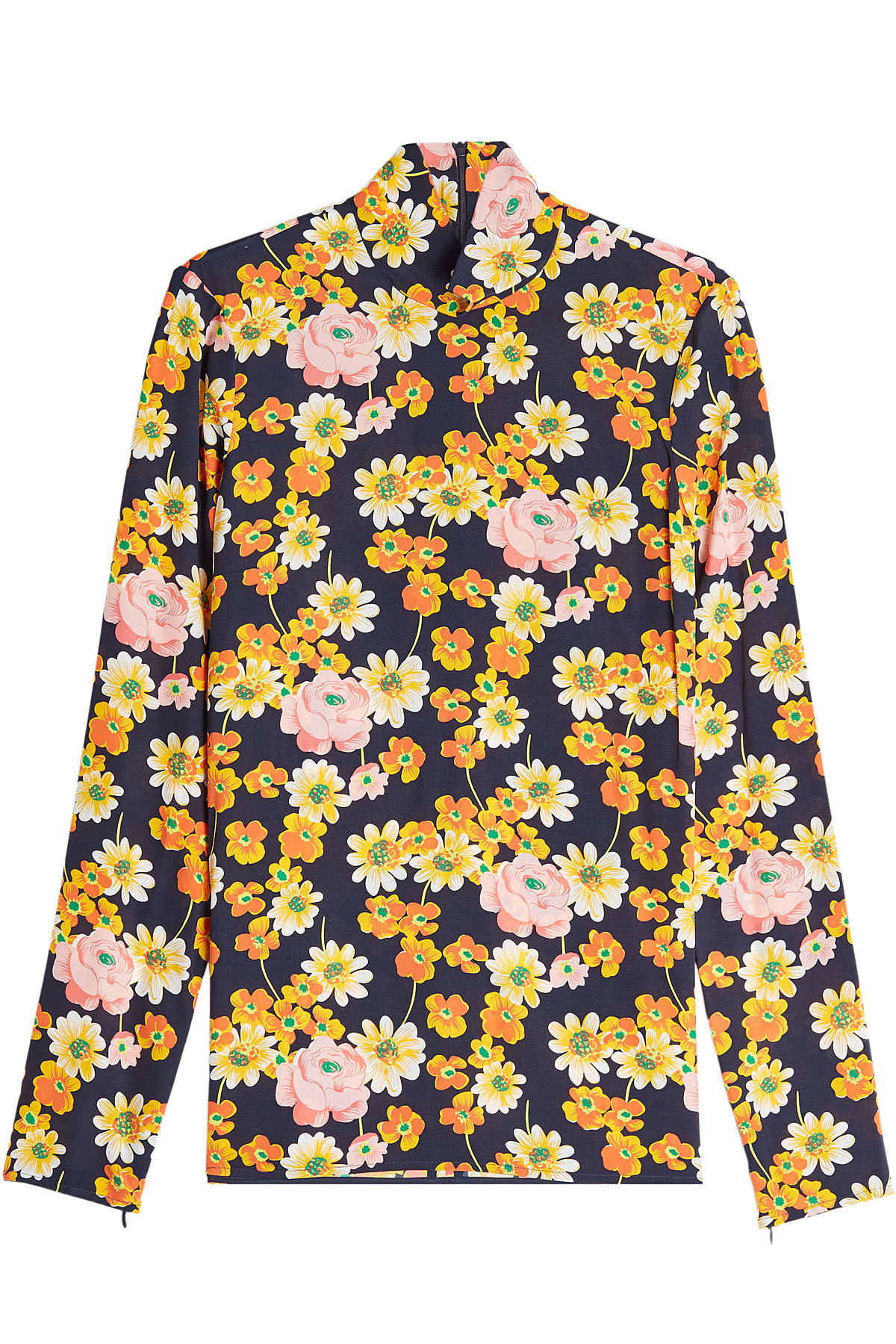 Joseph - Printed Silk Top with Turtleneck