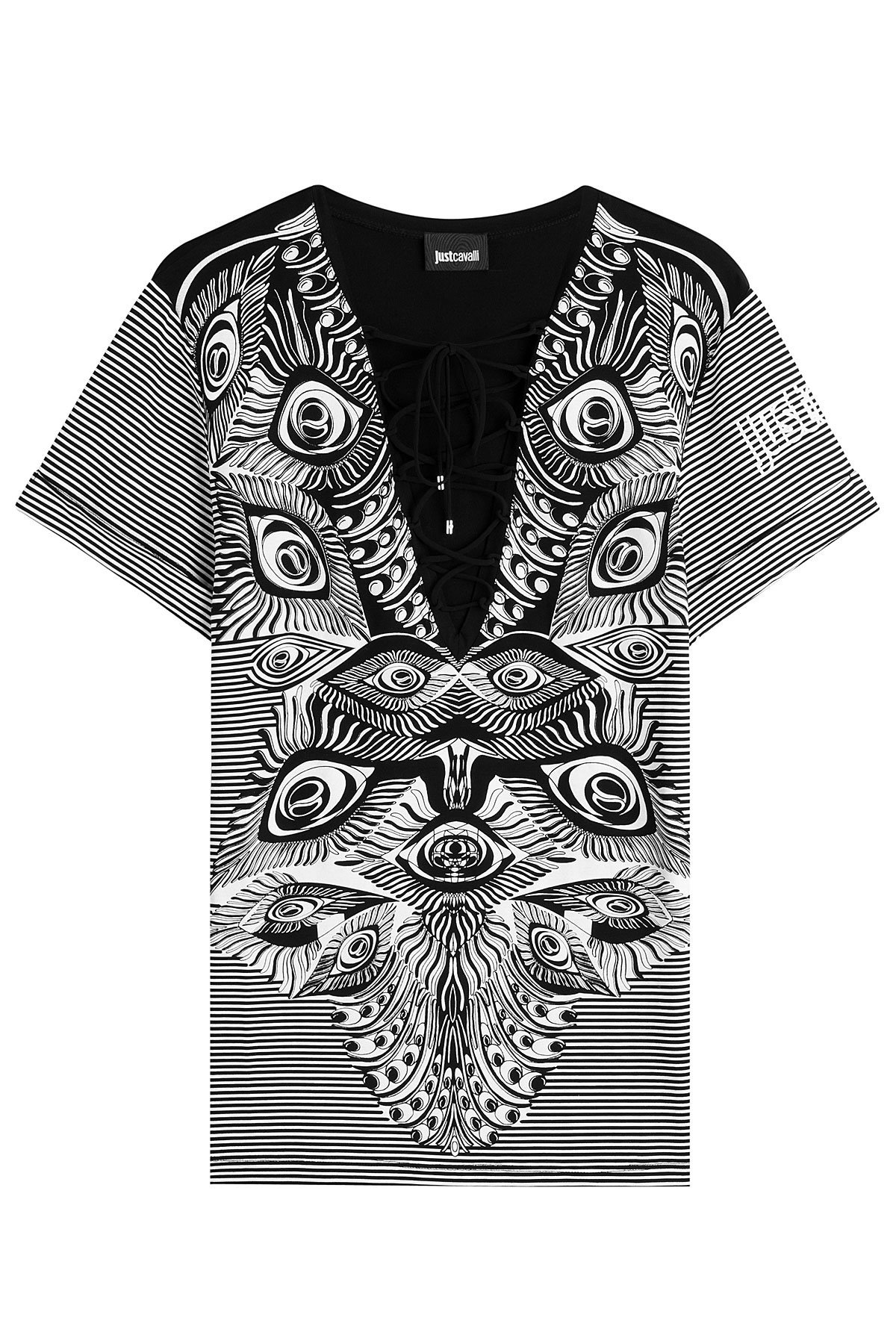 Just Cavalli - Printed Top with Lace-Up Front