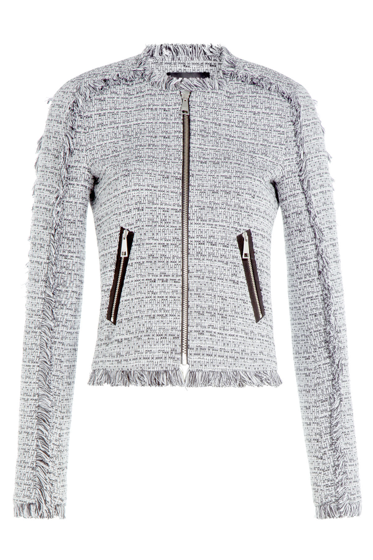 Cotton Blend Fringe Knit Blazer by Karl Lagerfeld