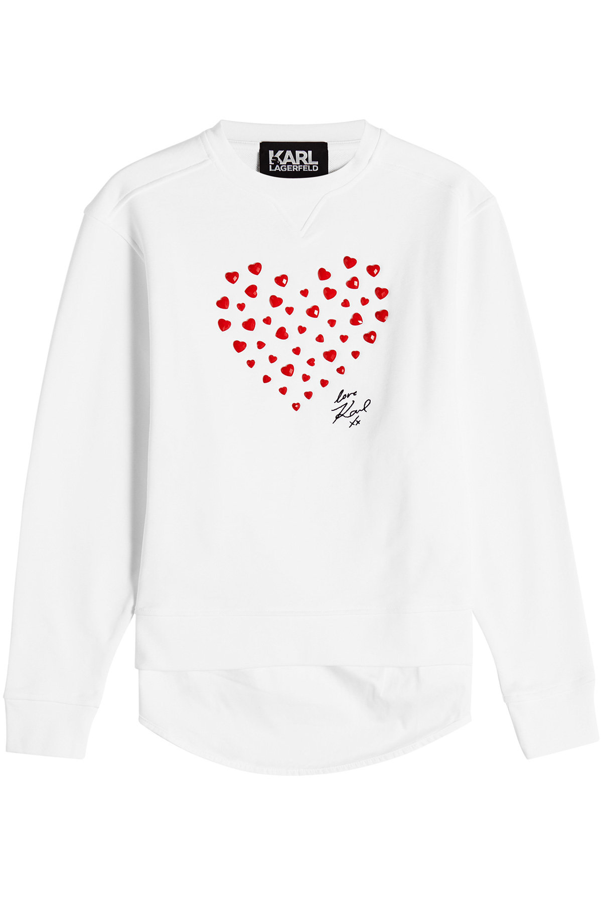 Karl Love Embellished Cotton Sweatshirt by Karl Lagerfeld