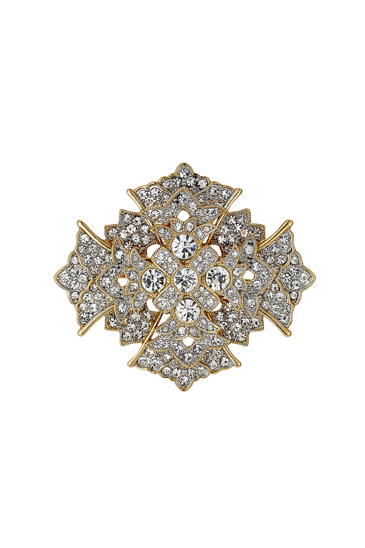 Crystal Cross Brooch by Kenneth Jay Lane