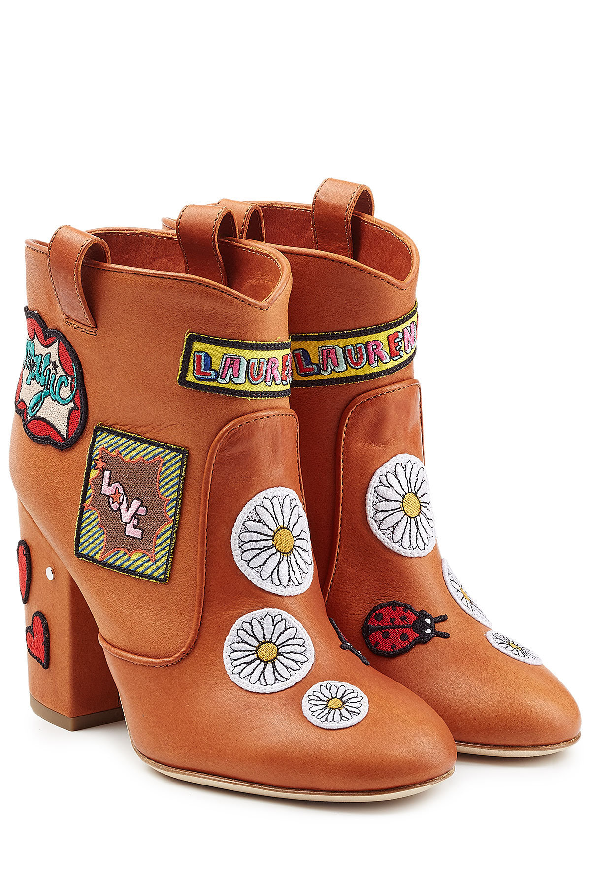 Laurence Dacade - Leather Ankle Boots with Logo Patches