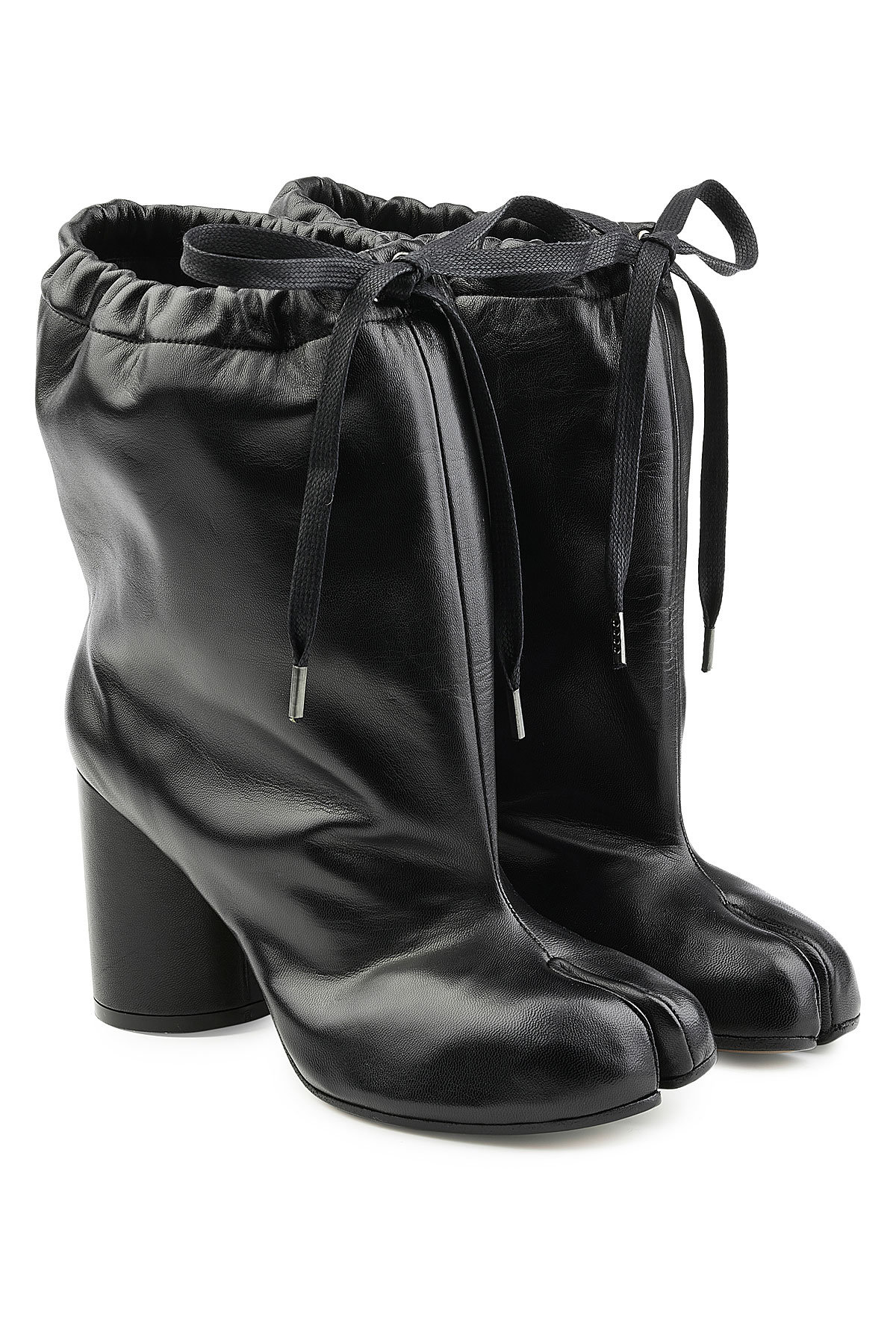Maison Margiela - Drawstring Leather Ankle Boots