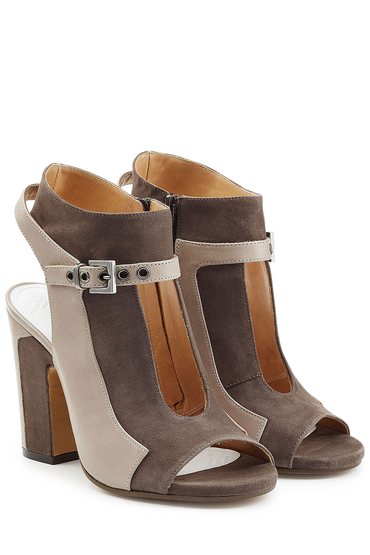 Maison Margiela - Suede Two=Tone Open Toe Ankle Boots