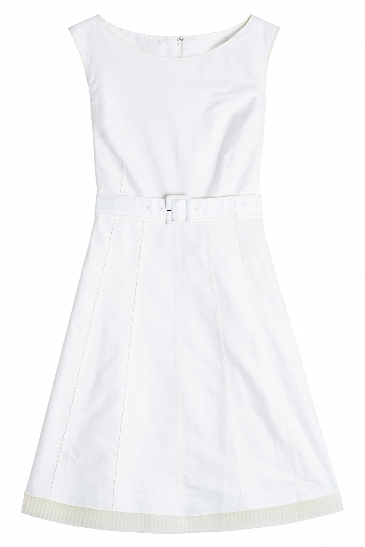 Marc Jacobs - A-Line Cotton Dress with Pleated Chiffon Trim