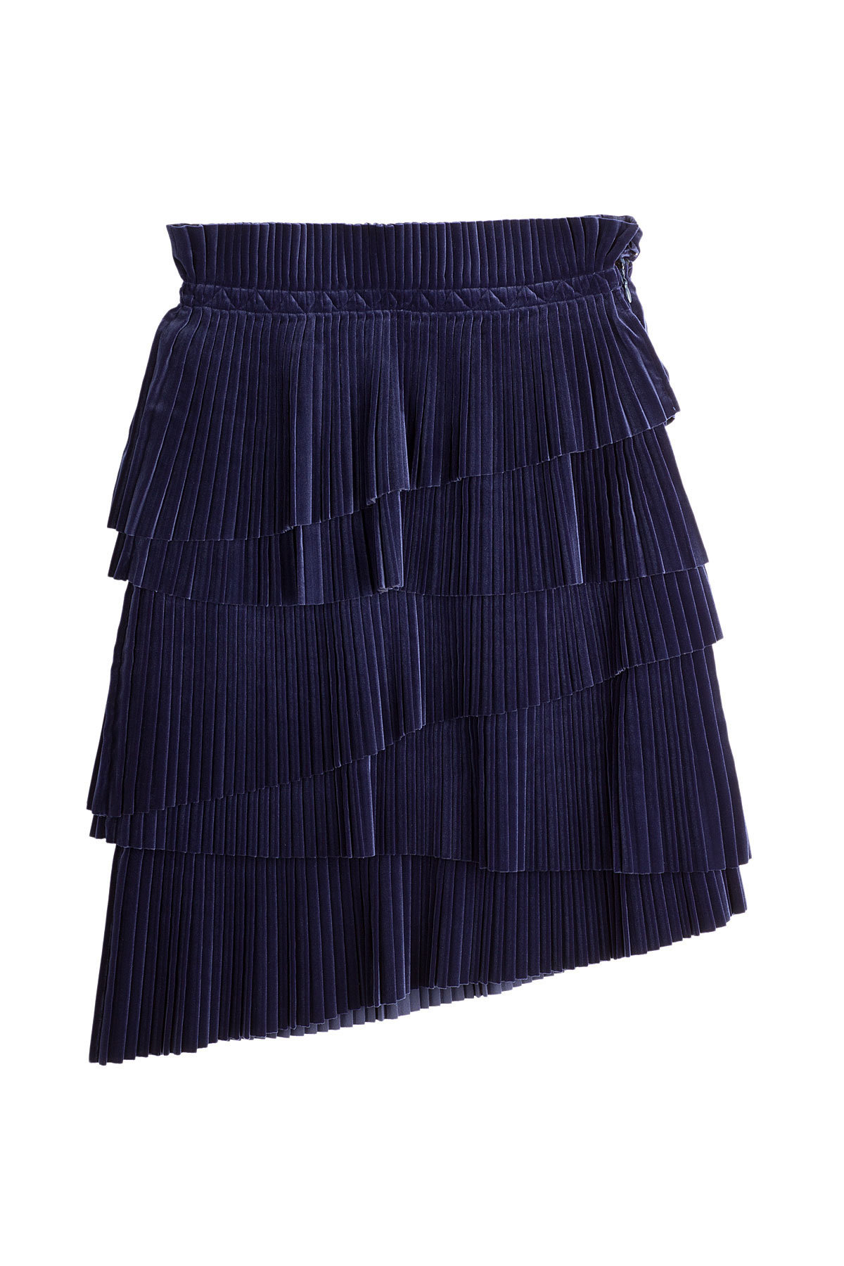 Pleated Velvet Skirt with Asymmetric Hemline by Marco de Vincenzo