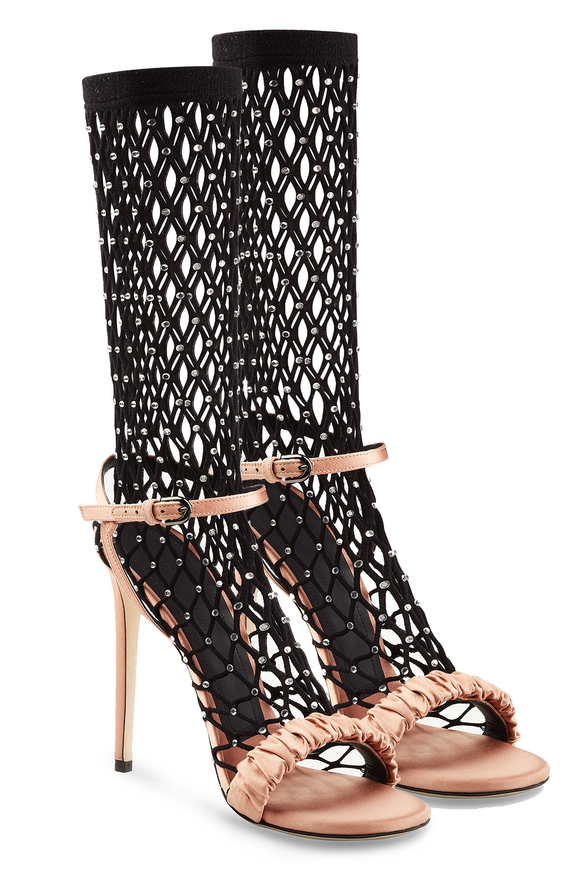 Marco de Vincenzo - Satin Sandals with Embellished Net Socks