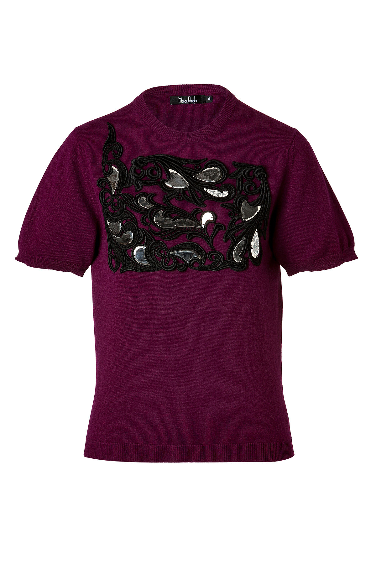 Marios Schwab - Lace/Metal Cashmere Pullover in Beetroot