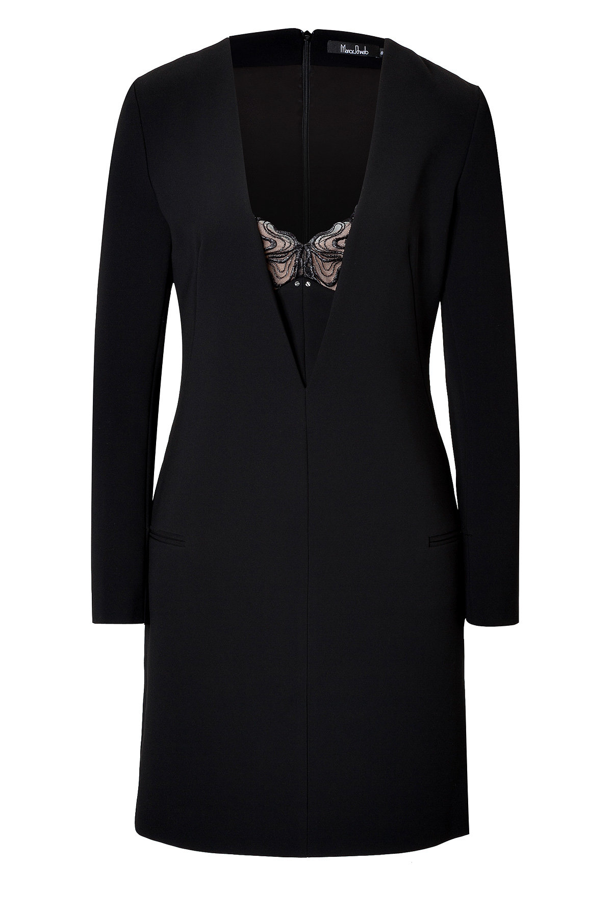 Marios Schwab - Long Sleeve Dress with Lace Inset