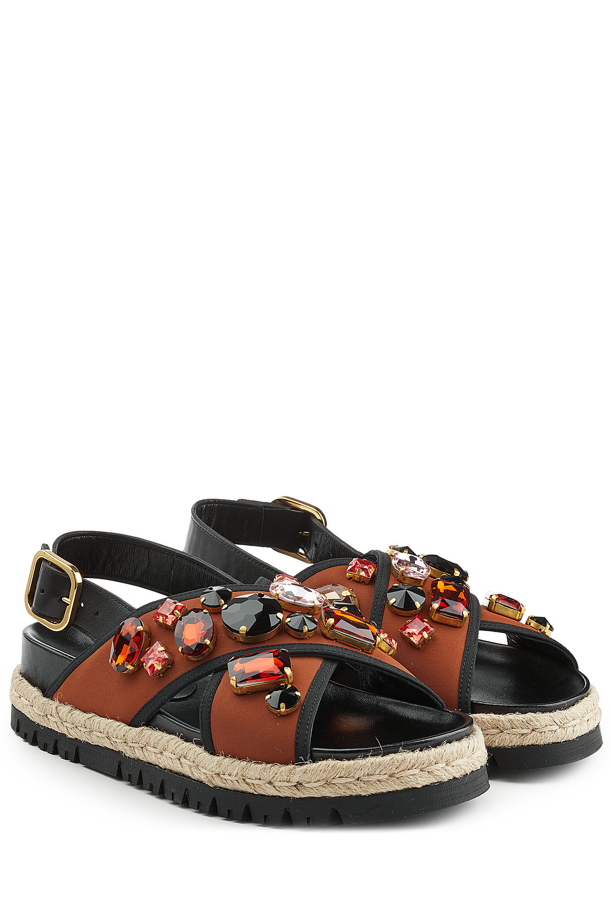 Marni - Embellished Sandals with Raffia