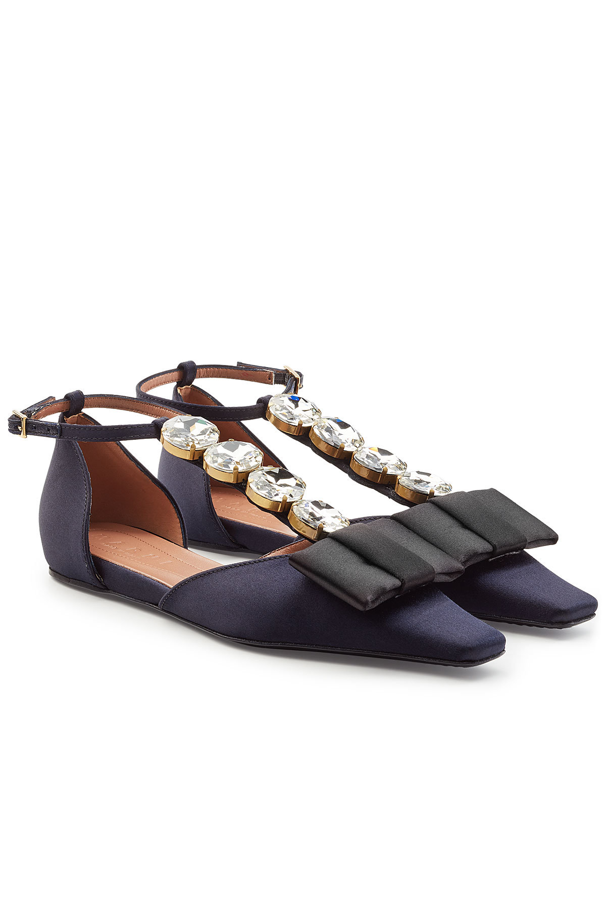 Marni - Embellished Satin Flats