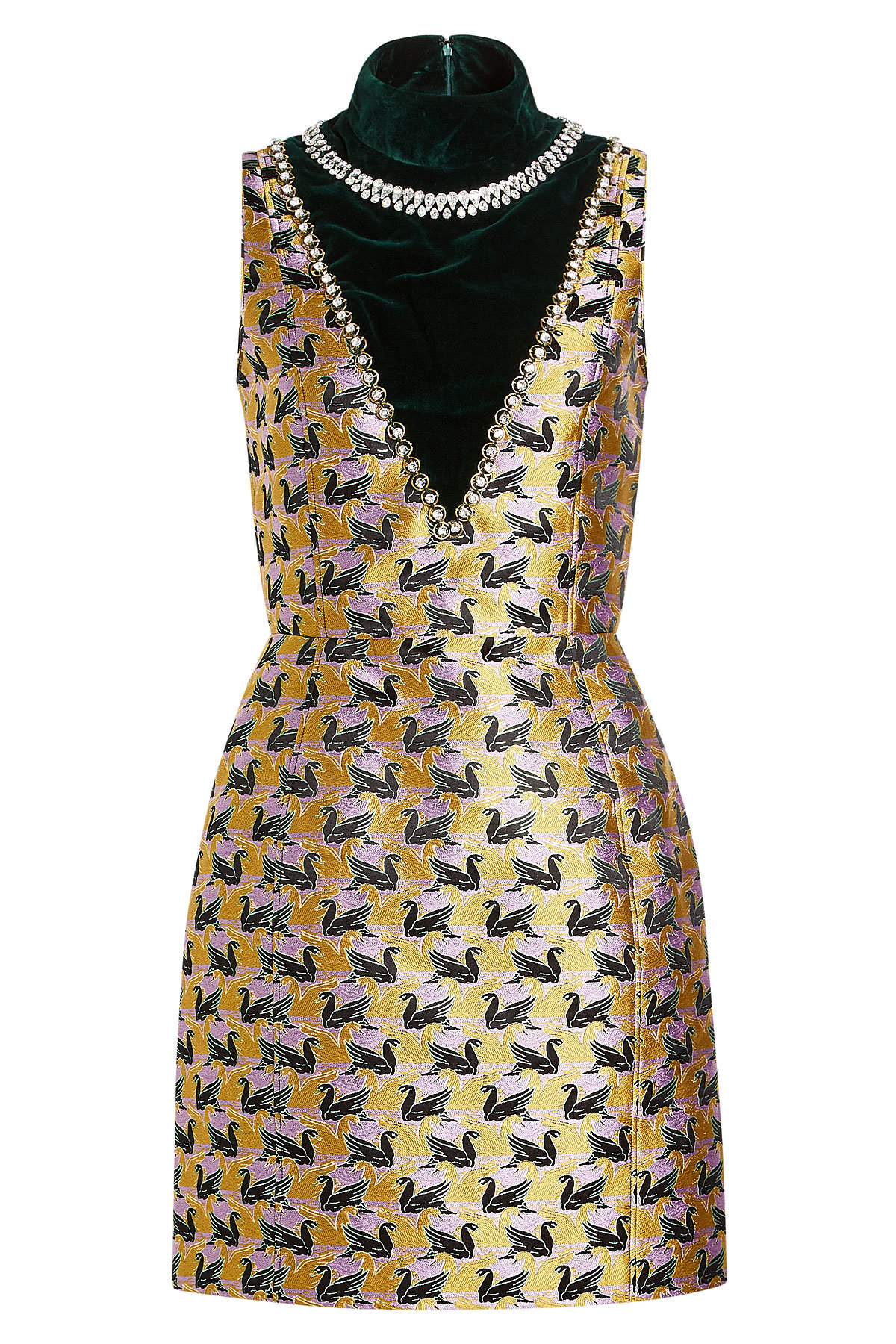 Mary Katrantzou - Embellished Velvet and Silk-Jacquard Dress