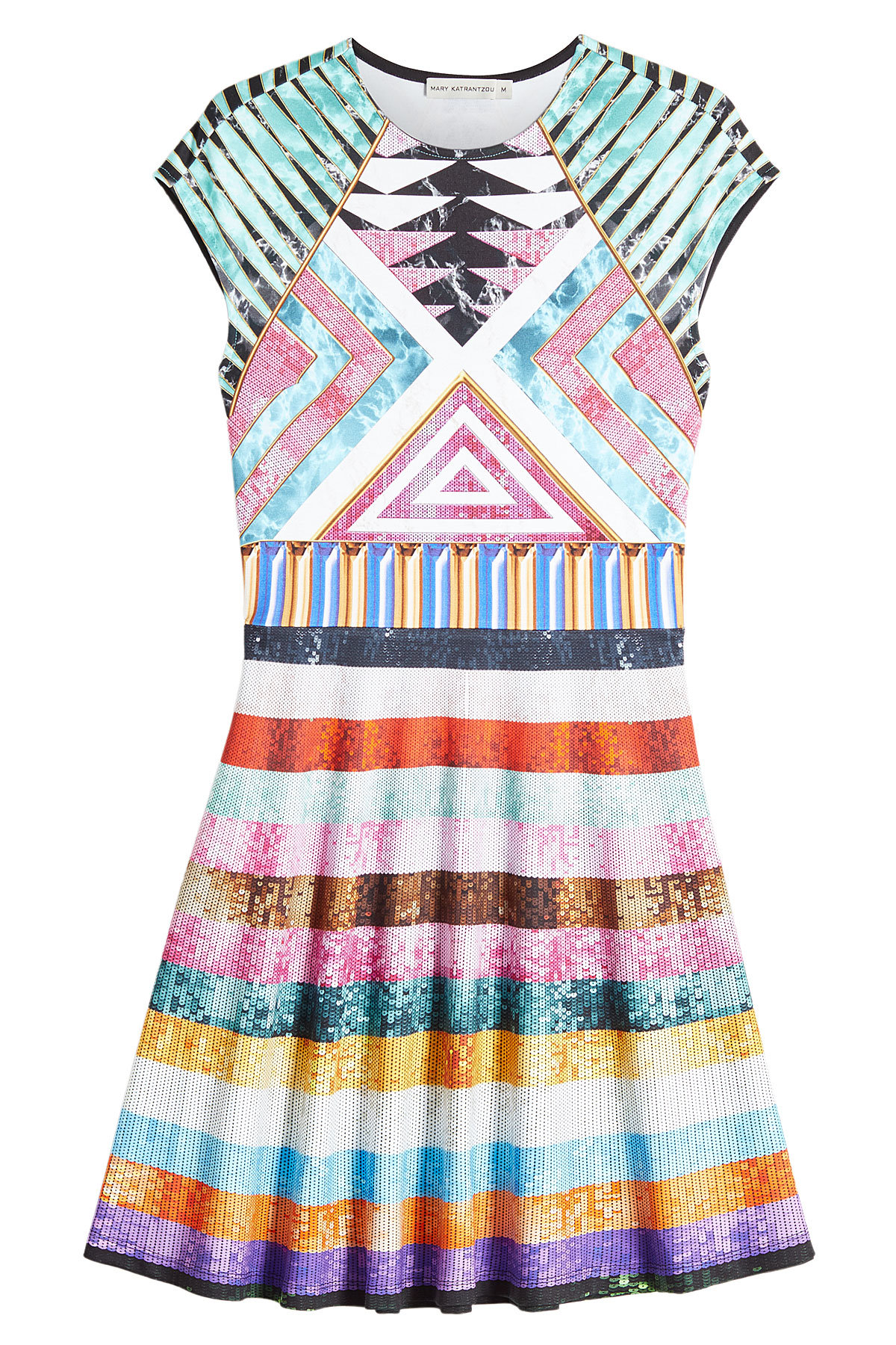 Mary Katrantzou - Printed Dress with Flutter Hem