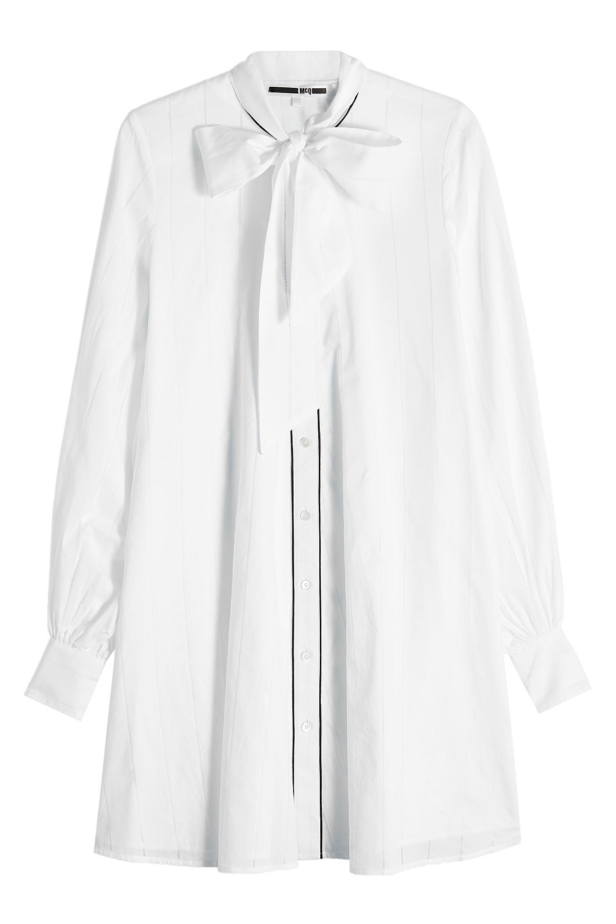 McQ Alexander McQueen - Cotton Dress with Tie at Neck