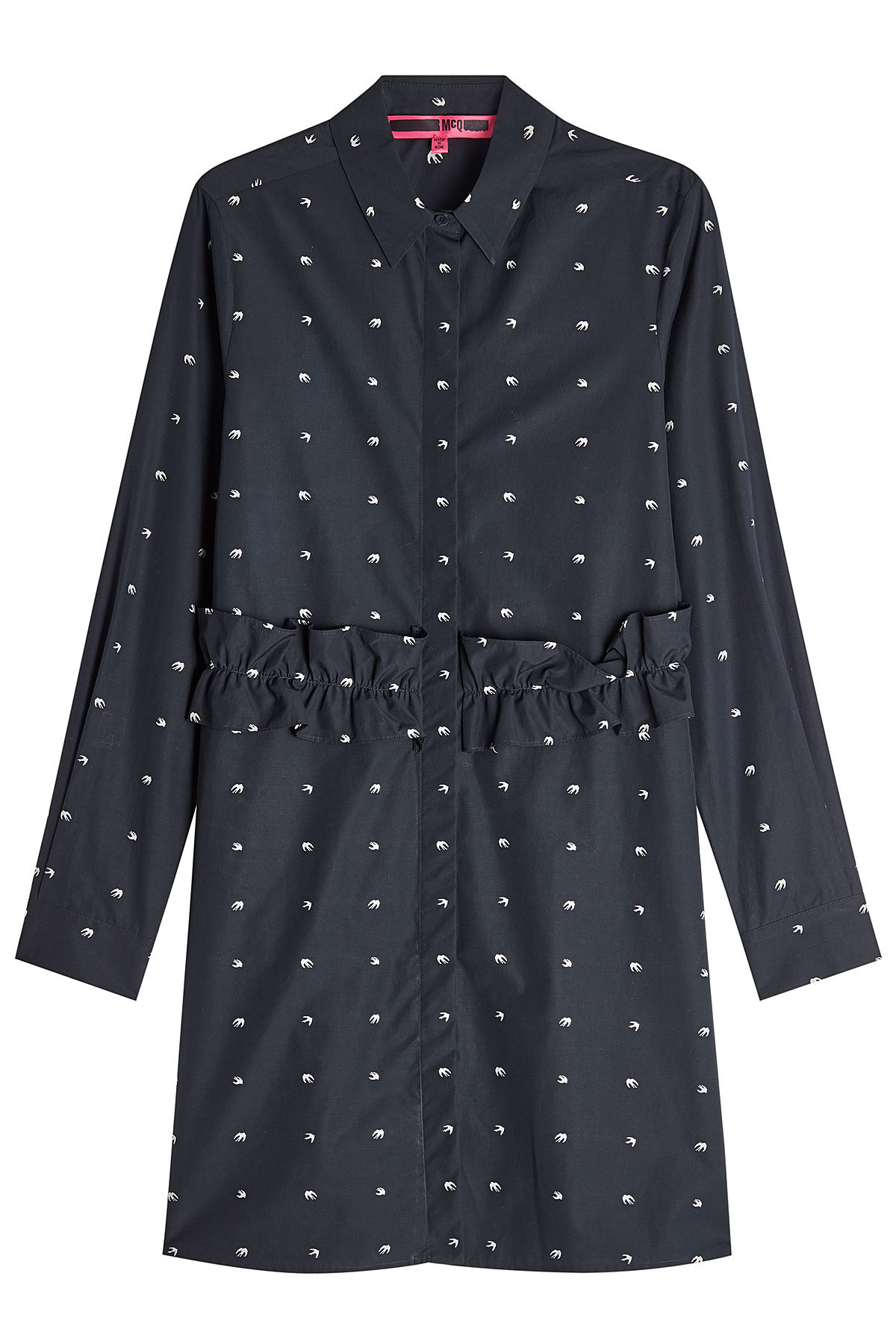 McQ Alexander McQueen - Embroidered Cotton Shirt with Ruffle trim