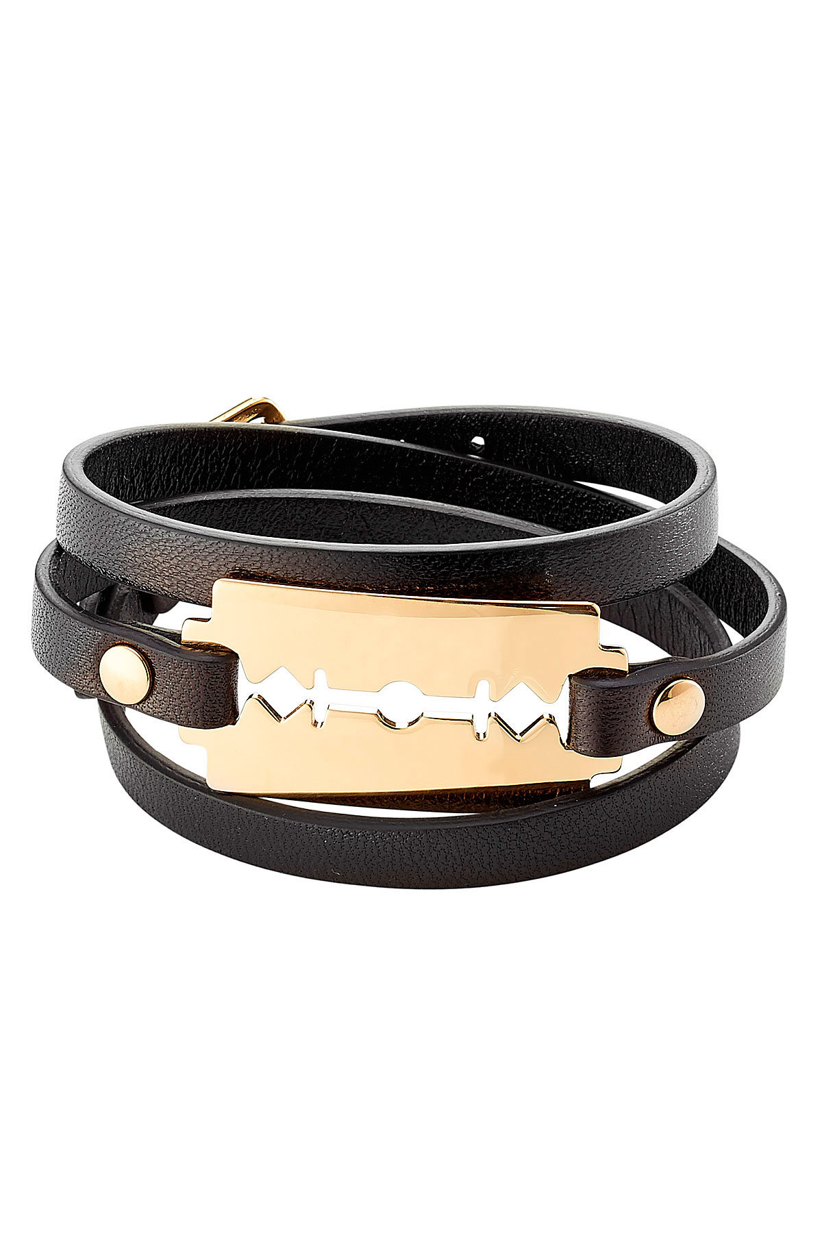McQ Alexander McQueen - Leather Bracelet with Razor Blade Motif