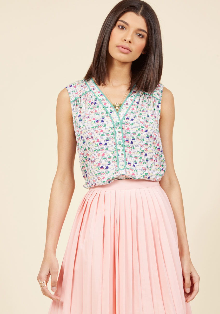 Mct1002f - Warmed by both the sun and your fresh brew, you remove your blazer to reveal what you most love about your outfit - this white top! Part of our ModCloth namesake label, this gracefully flowing blouse catches the breeze - and the eyes of passersby - with i