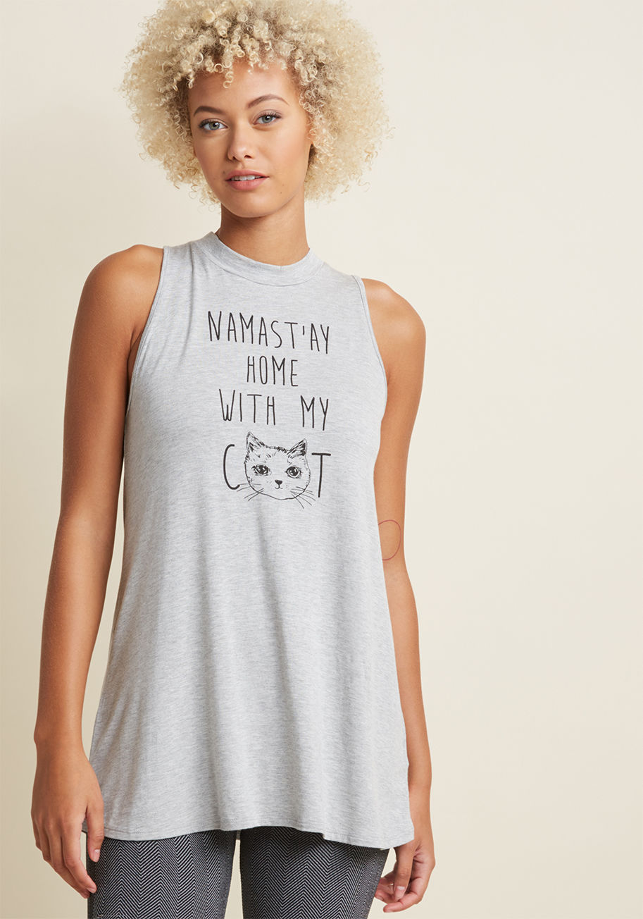 The punny graphic on this jersey knit tunic represents all your innermost thoughts. Rather than hitting the town, you're totally down to chill at home with your four-pawed bestie, rocking the swingy silhouette and high neckline of this quirky ModCloth exc by MDT1047K
