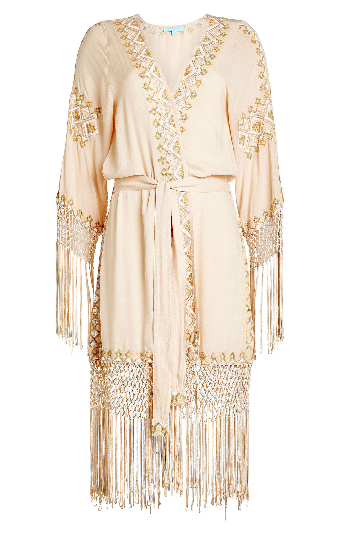 Melissa Odabash - Belted Cover-Up with Embroidery and Fringing
