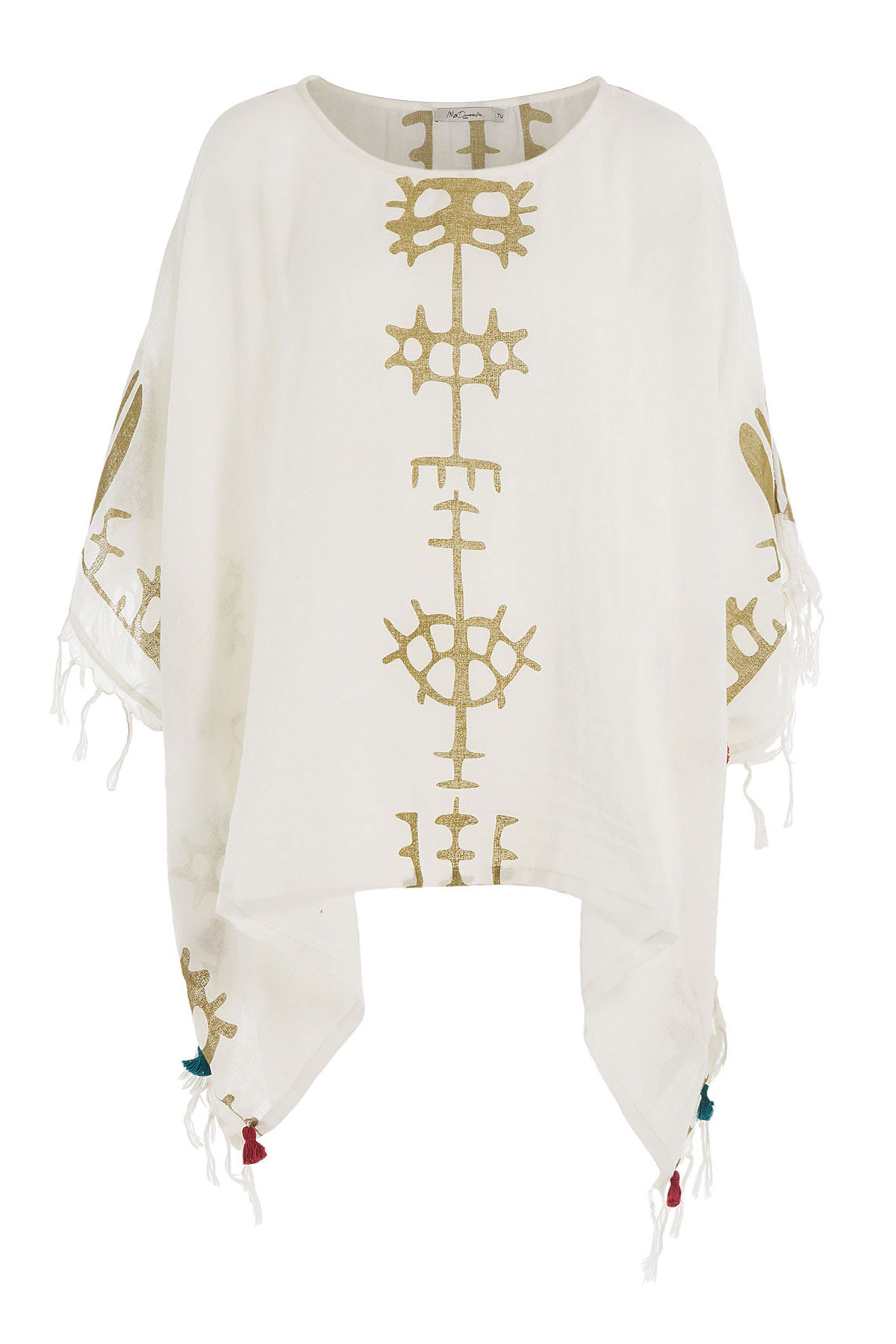 Cotton Poncho with Tassels by Mes Demoiselles