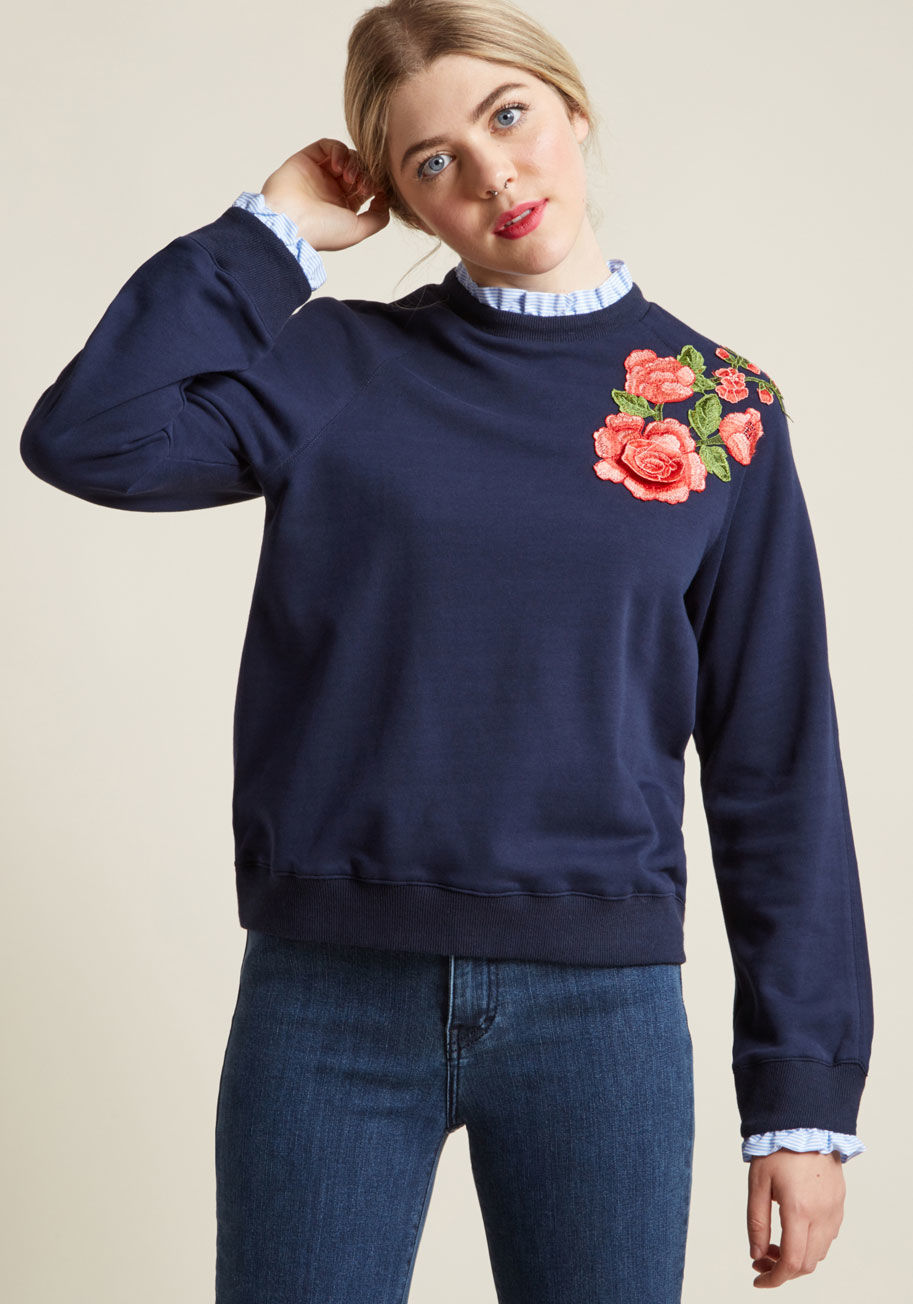 Bookstore Beguilement Embroidered Sweatshirt by ModCloth