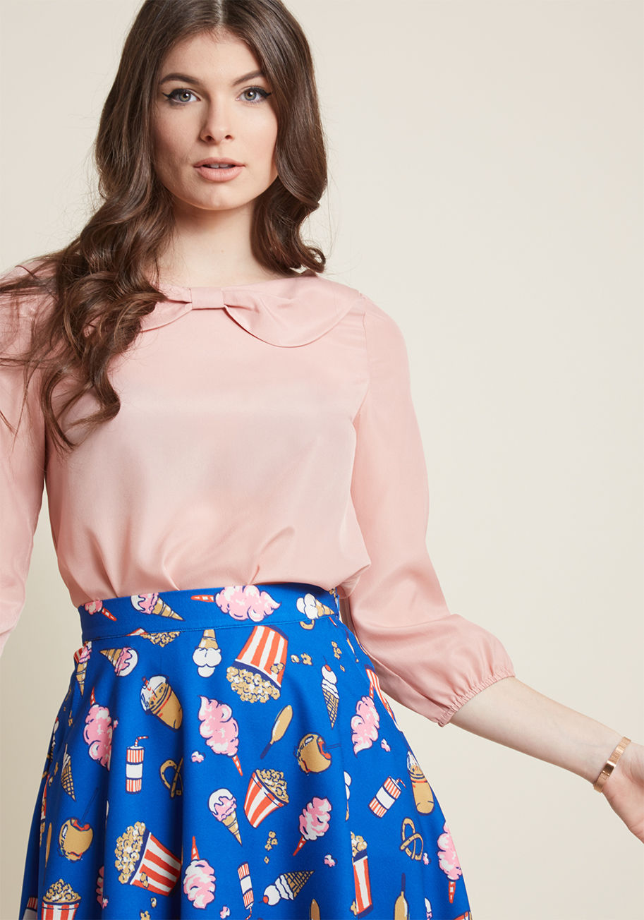 Chiffon Blouse with Bow-Detailed Collar by ModCloth