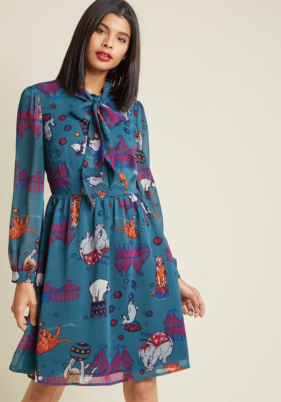 Chiffon Tie Neck Shirt Dress by ModCloth