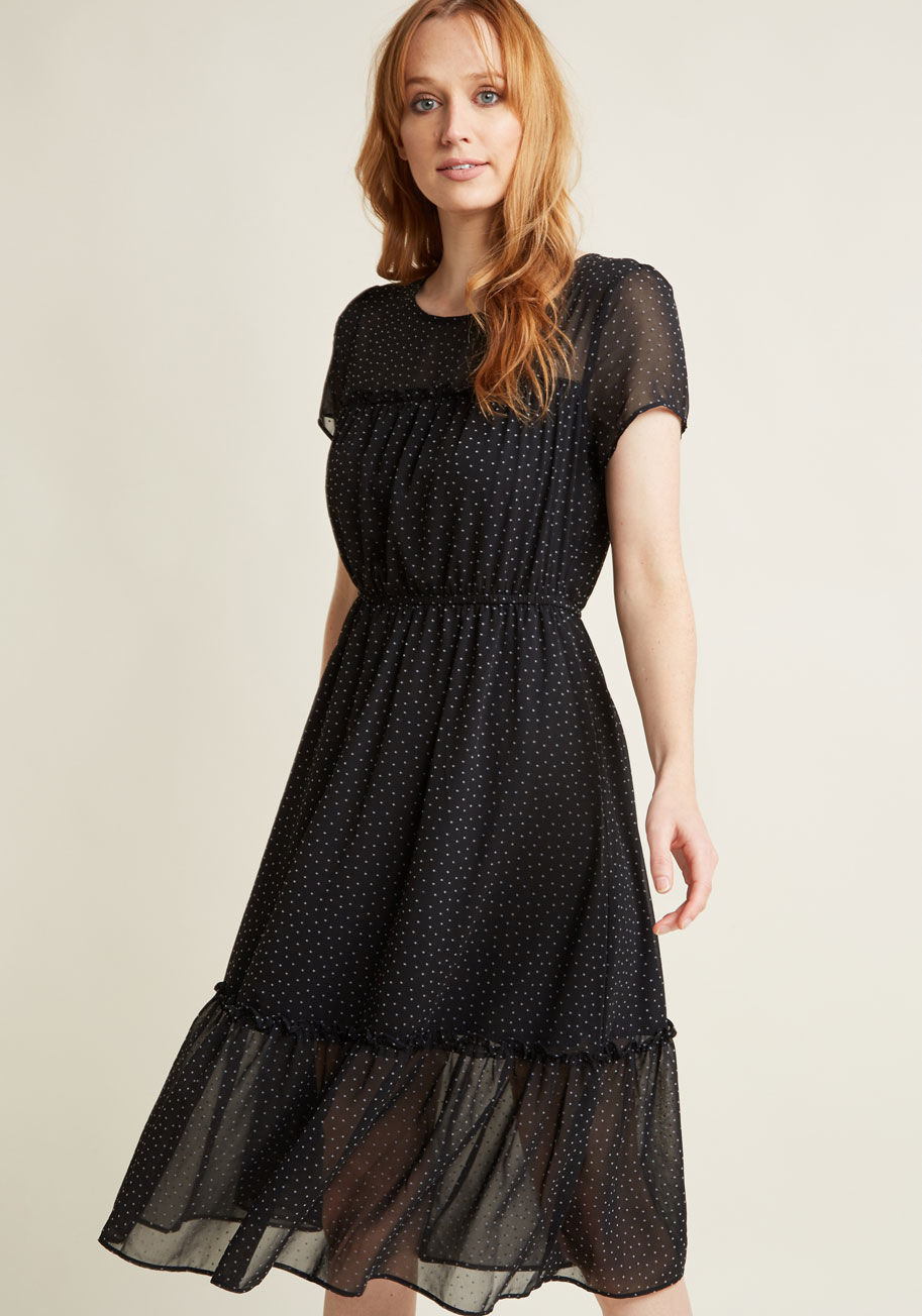Clip Dot Devotion Short Sleeve Midi Dress by ModCloth