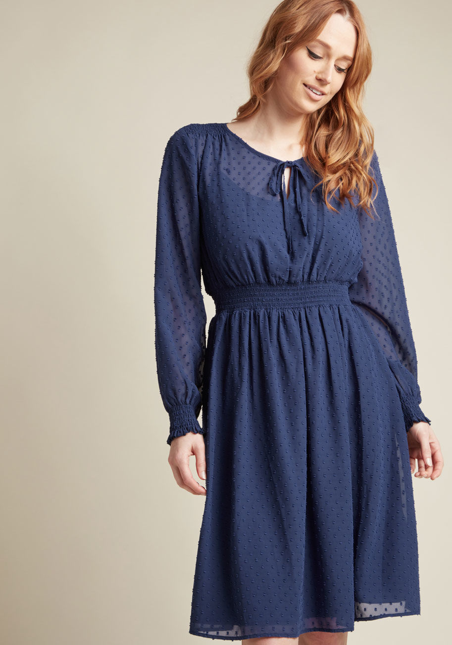 Clip Dot Long Sleeve Dress by ModCloth