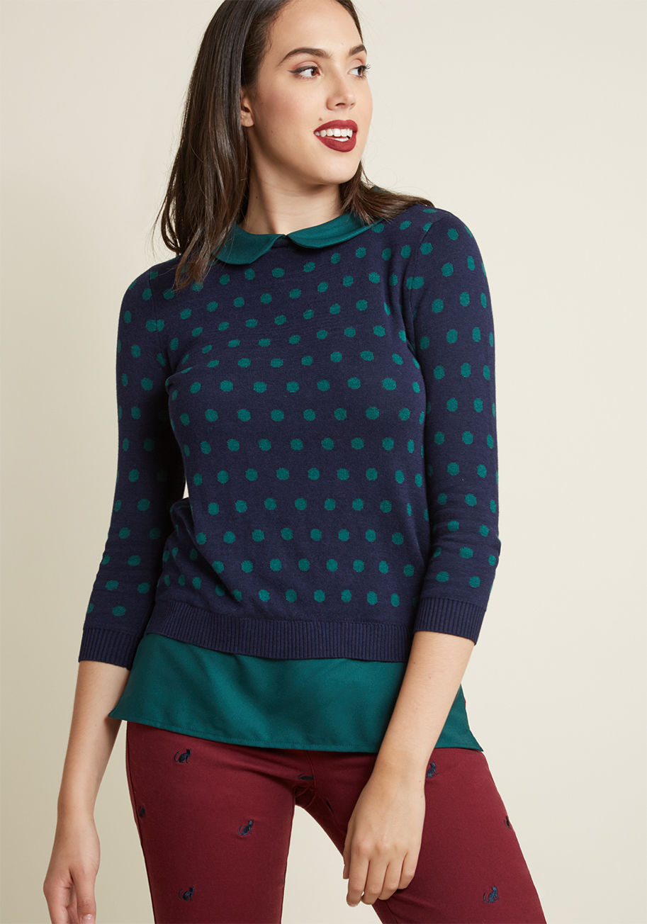 Collared Pullover Sweater with Keyhole by ModCloth