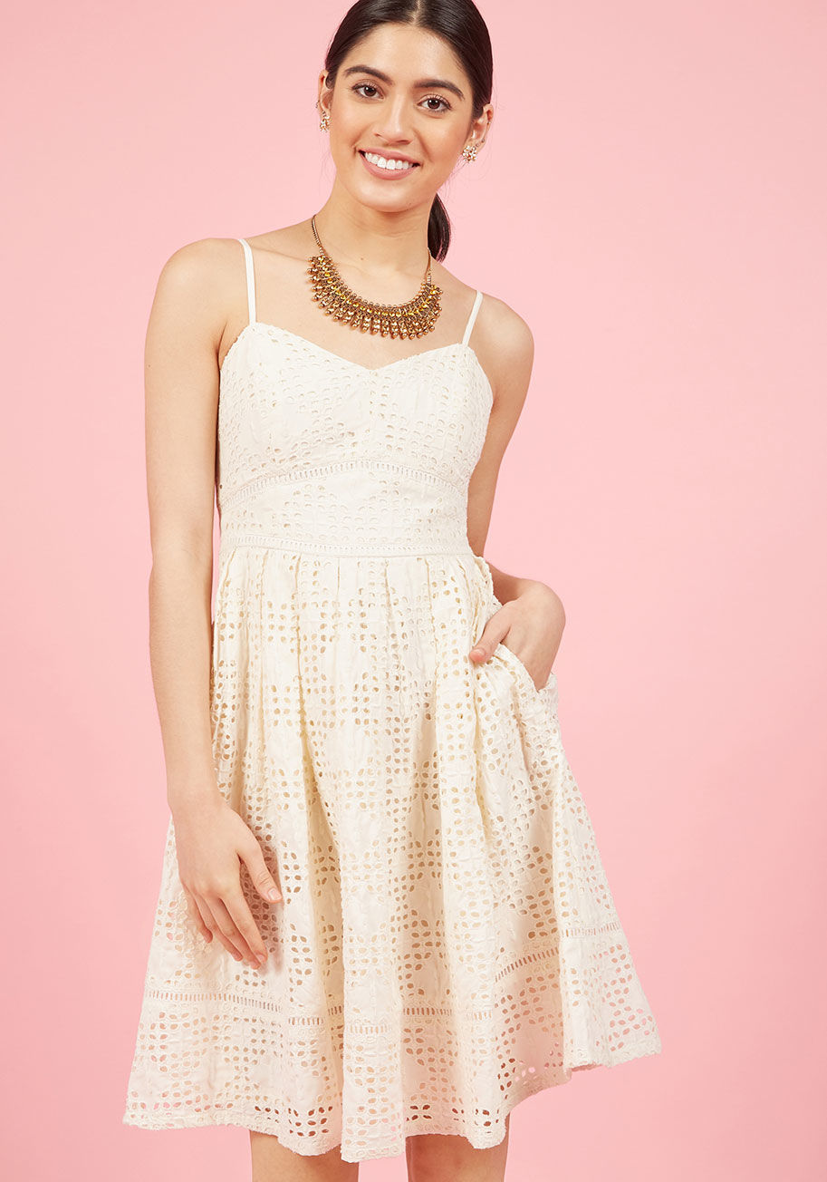 ModCloth - Diamond Eyelet A-Line Dress