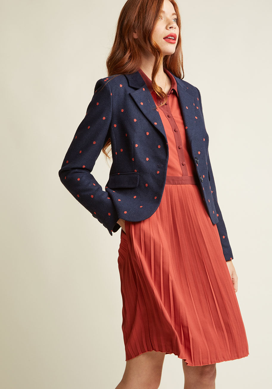 Dotted Blazer with Finished Pockets by ModCloth
