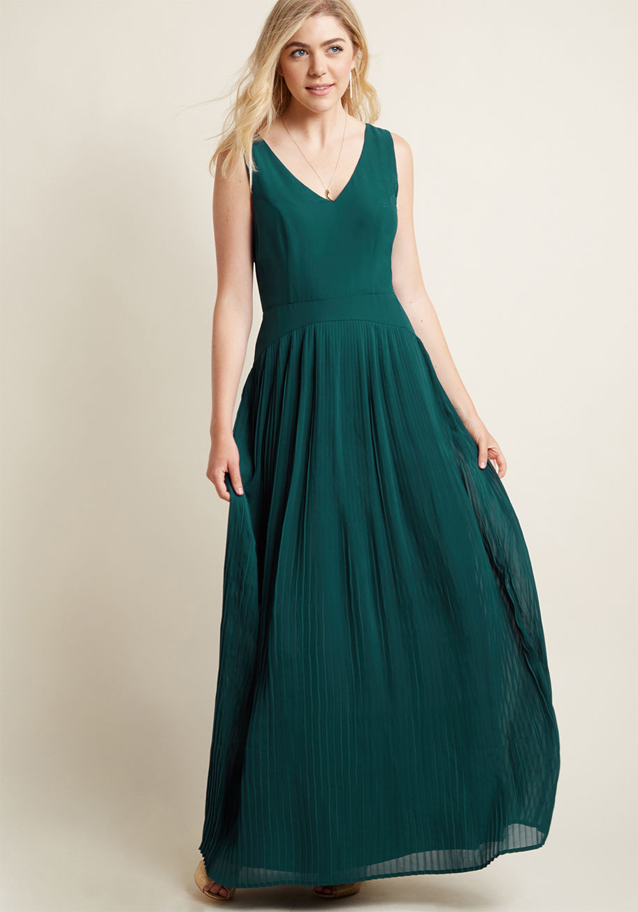 ModCloth - Drop Waist Pleated Maxi Dress