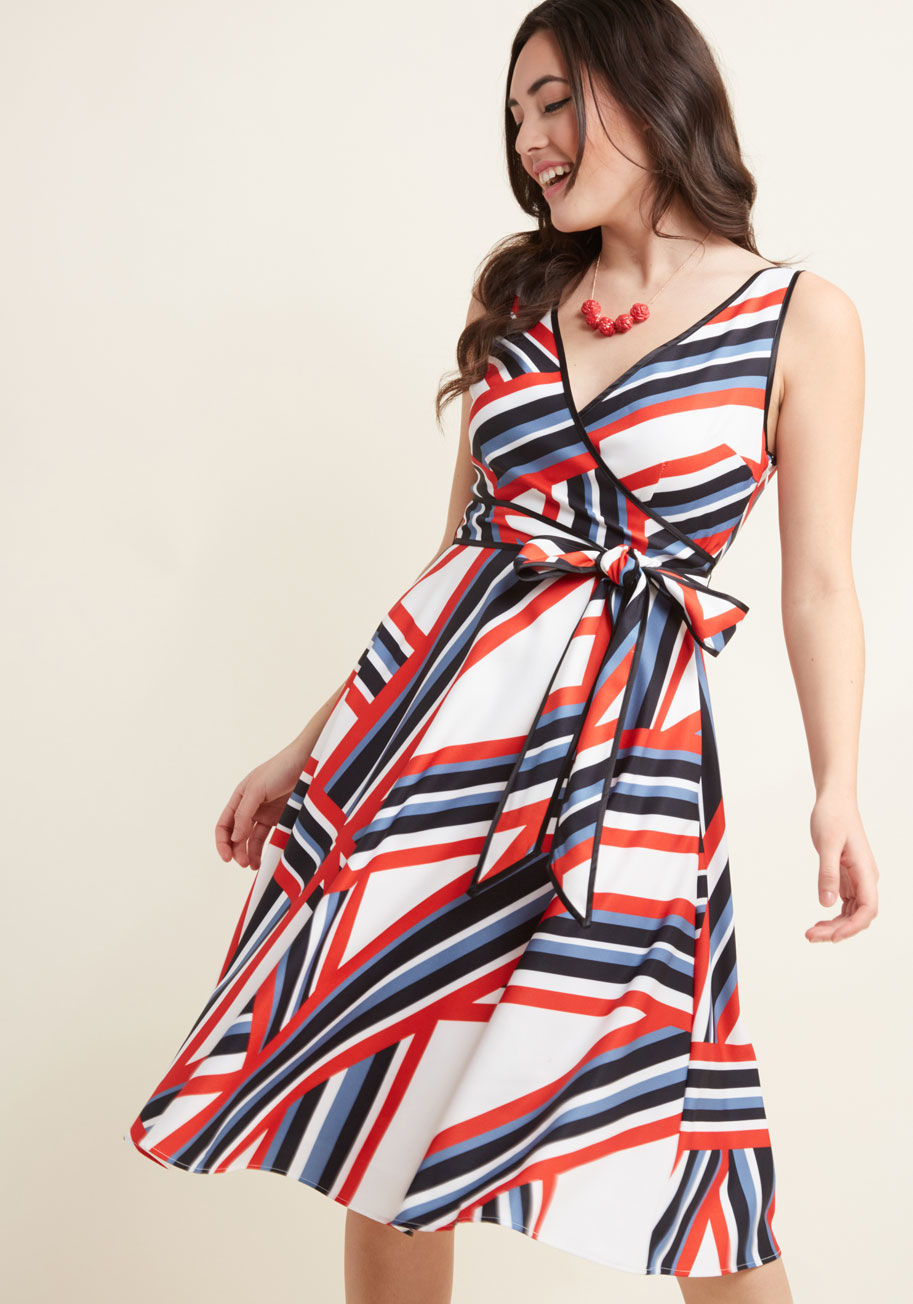 ModCloth - Ensemble Advisor Striped Wrap Dress