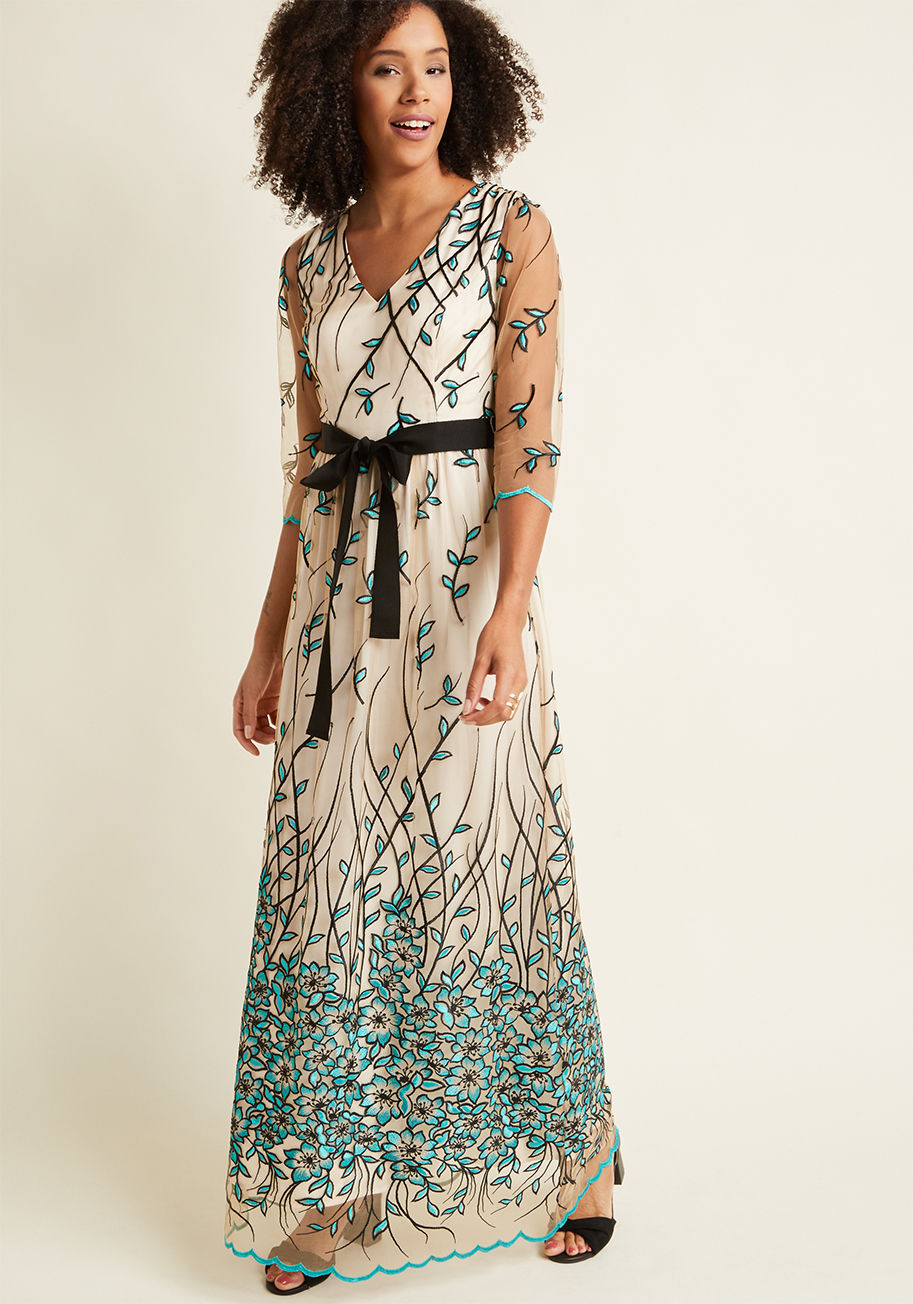 Floral Vine Embroidered Maxi Dress by ModCloth