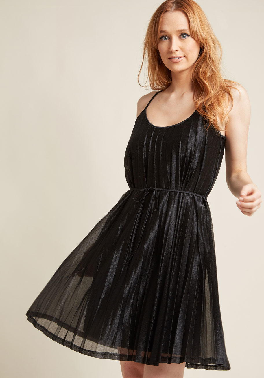 Glitzy Miss Pleated Shift Dress by ModCloth