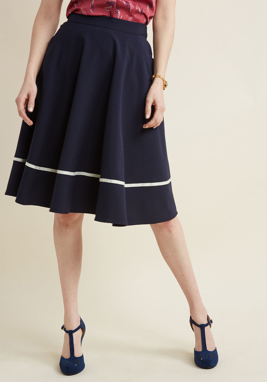 ModCloth - Just This Sway Trimmed Midi Skirt
