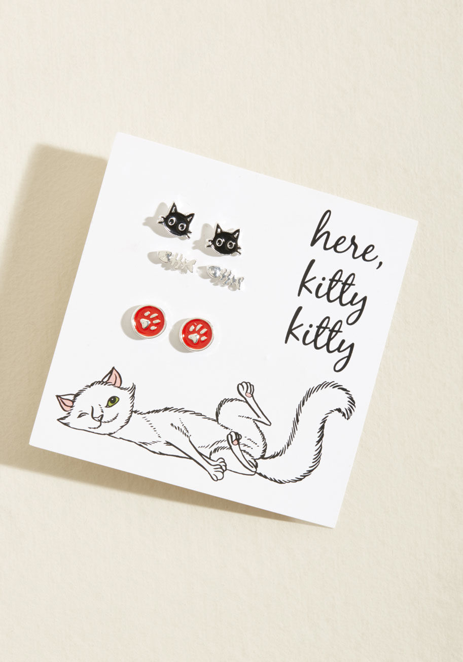 Kitty Little Thing Earring Set by ModCloth