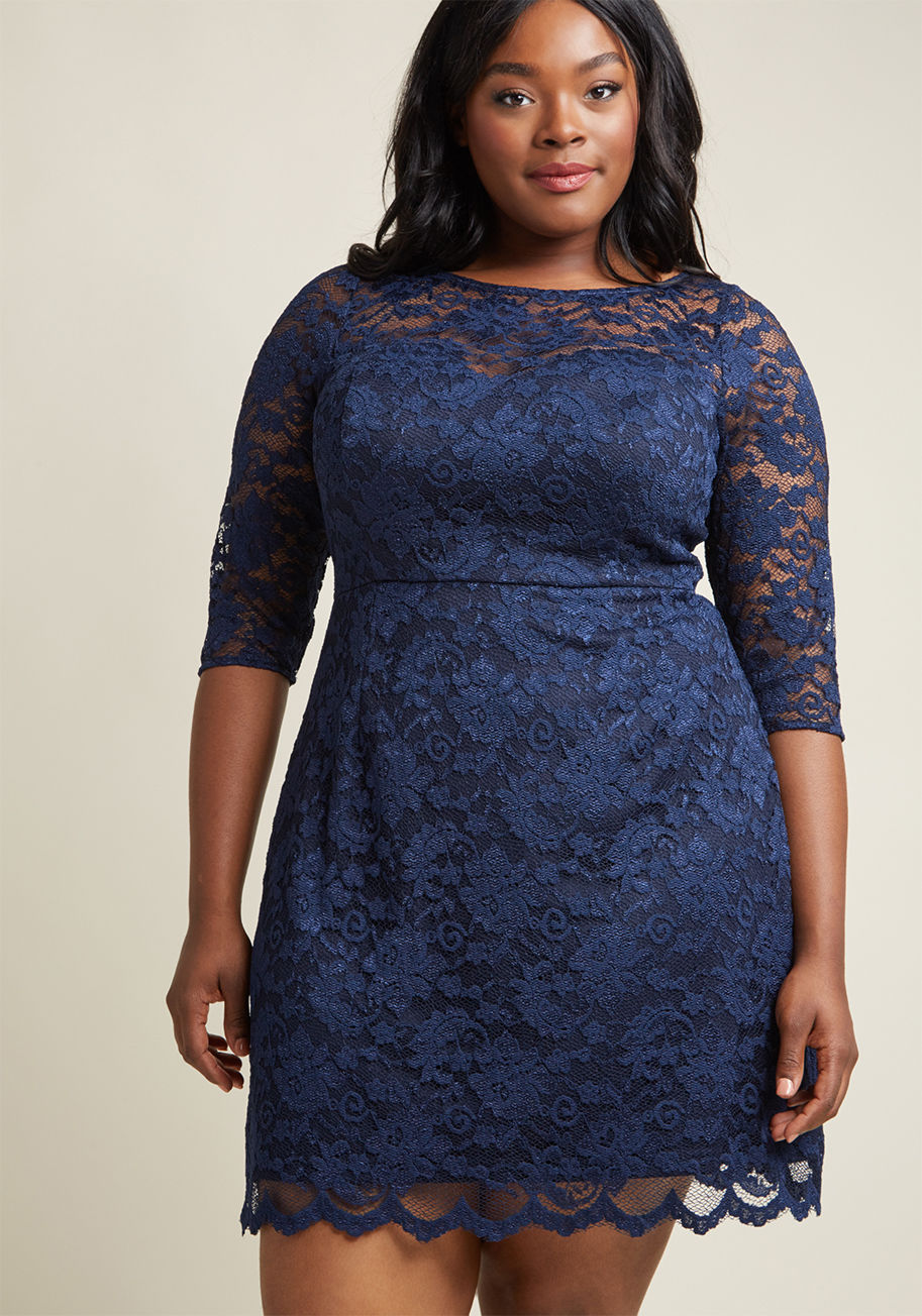 Lace Sheath Dress with Illusion Neckline by ModCloth