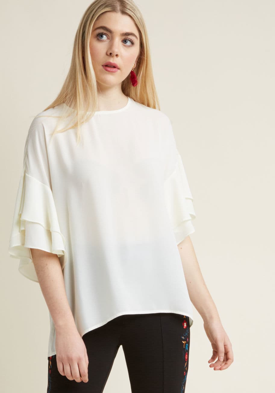 Lovely Luxury Ruffled Blouse by ModCloth