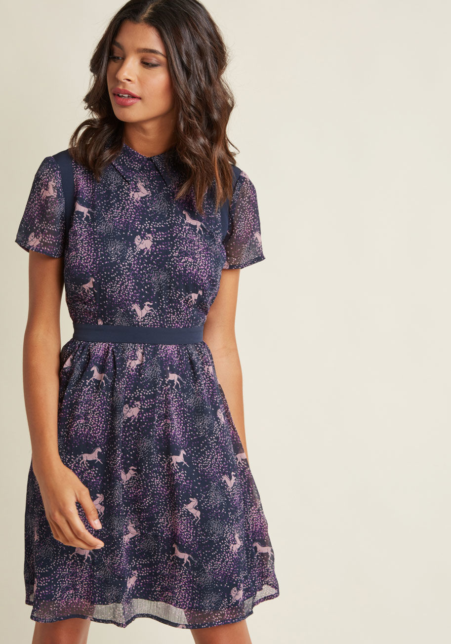 Mesh Detail A-Line Shirt Dress by ModCloth