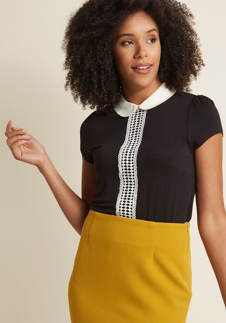 ModCloth - Peter Pan Collar Top with Crocheting