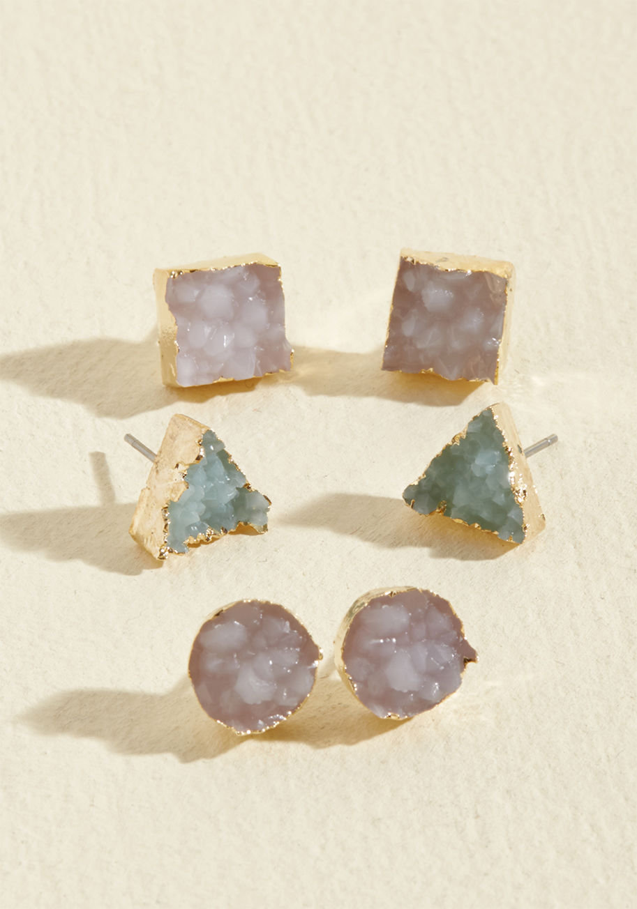 Shapes of Splendor Earring Set by ModCloth